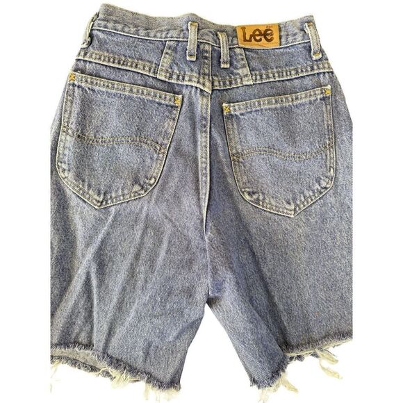 Lee women’s xs high rise 90’s blue denim jean shorts distressed - Picture 4 of 4